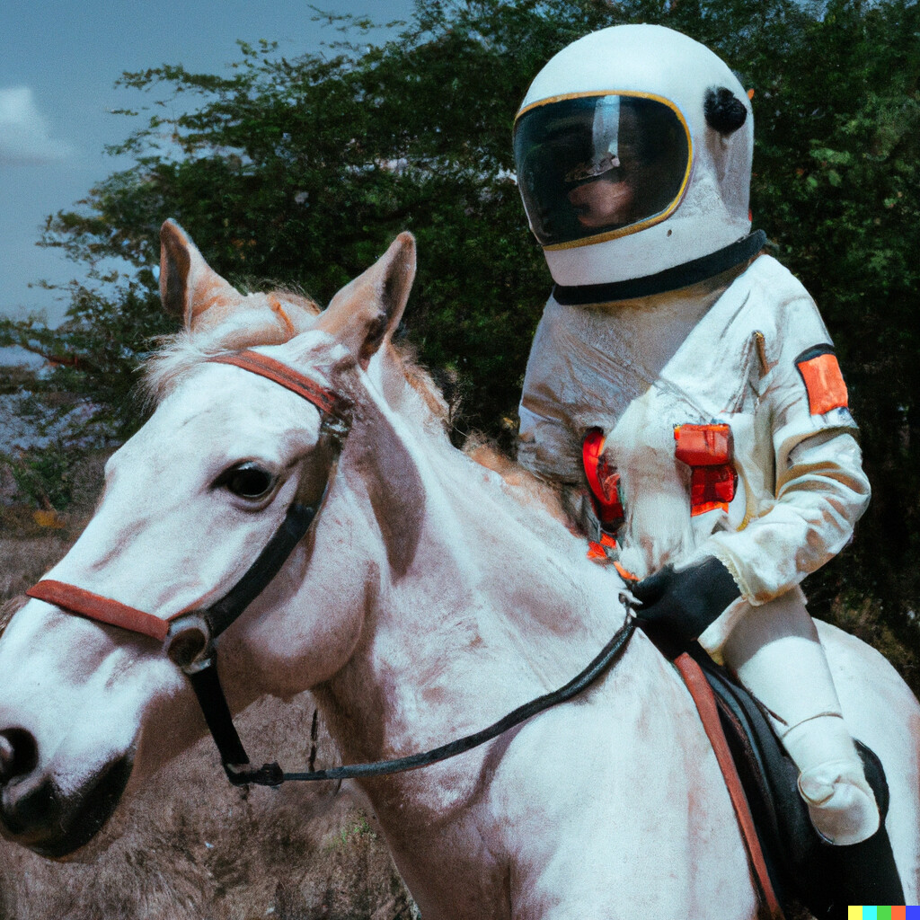 “Fotografia d’un astronauta muntant un cavall” generat amb el software d’intel·ligència artificial DALL-E 2. / El Temps