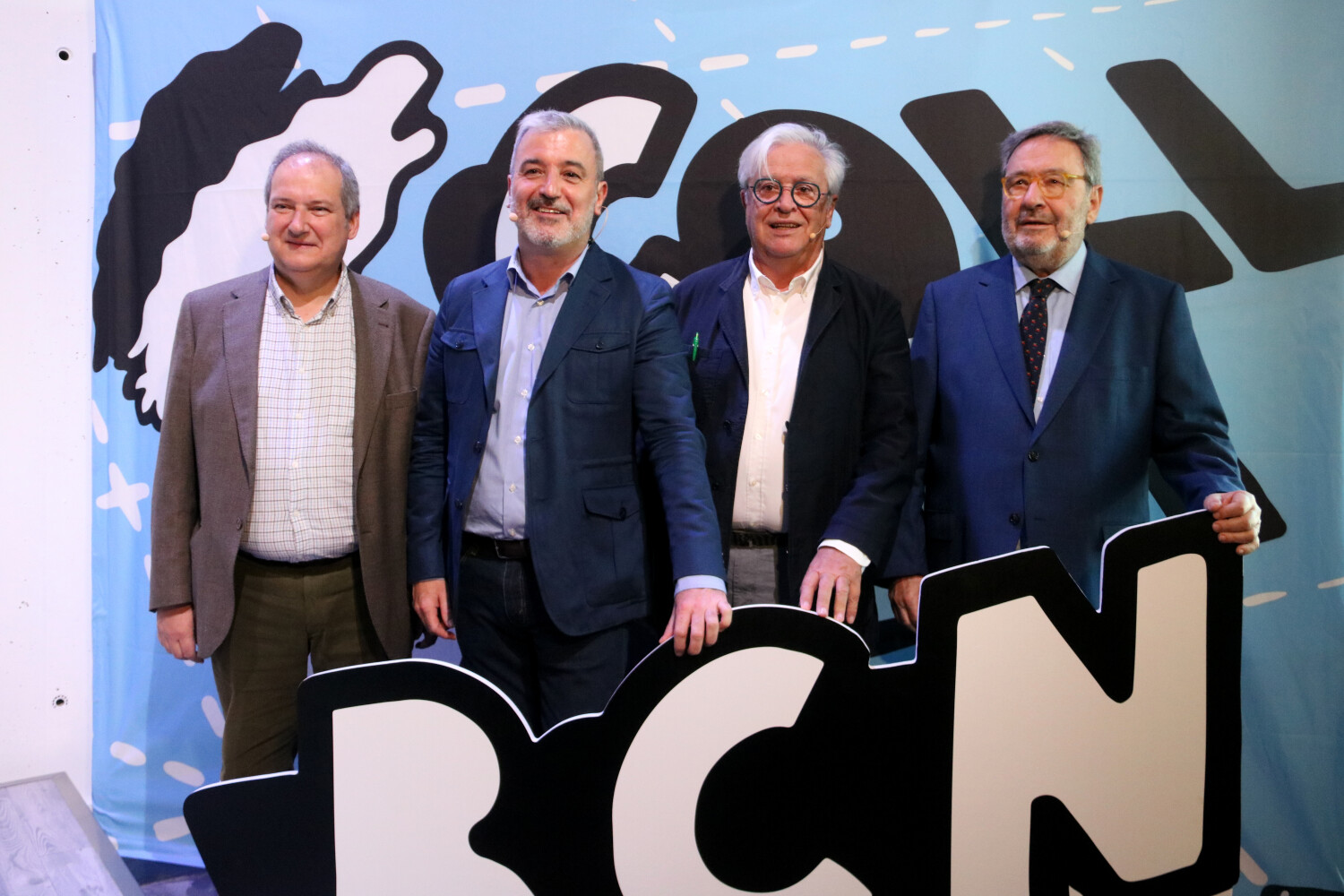 Collboni i els exalcaldes socialistes Jordi Hereu, Joan Clos i Narcís Serra