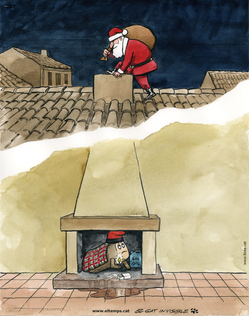 El tió espera el pare Noel