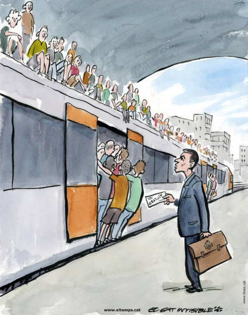 Pedro Sánchez no pot pujar al tren