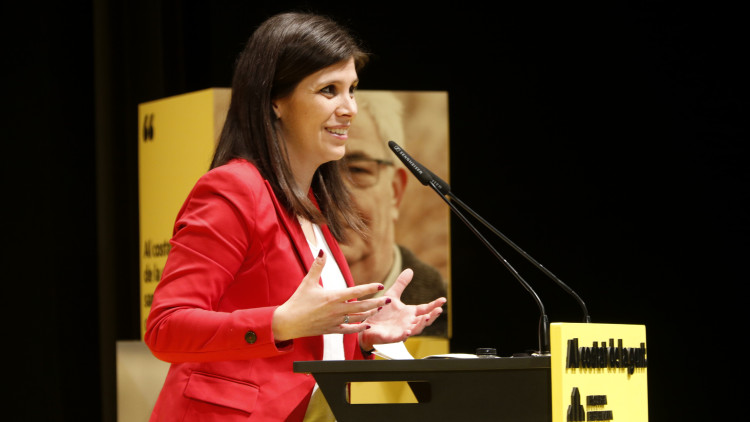 La cap de llista d'ERC per Lleida a les eleccions al Parlament, Marta Vilalta, durant el míting a Mataró el passat 28 de gener. Agència Catalana de Notícies