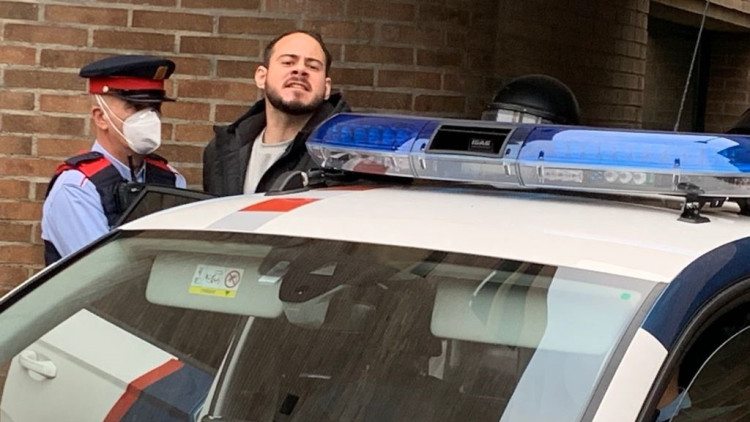 Pablo Hasél, detingut a la Universitat de Lleida pels Mossos d'Esquadra. Europa Press