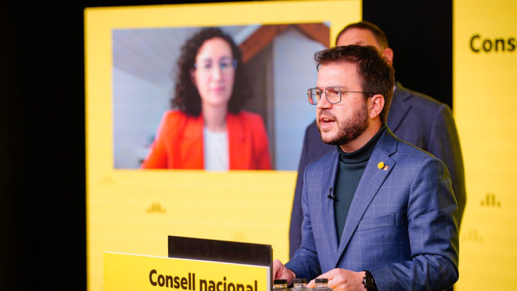 El cap de llista d'ERC a les eleccions al Parlament, Pere Aragonès, durant el Consell Nacional d'ERC. Agència Catalana de Notícies