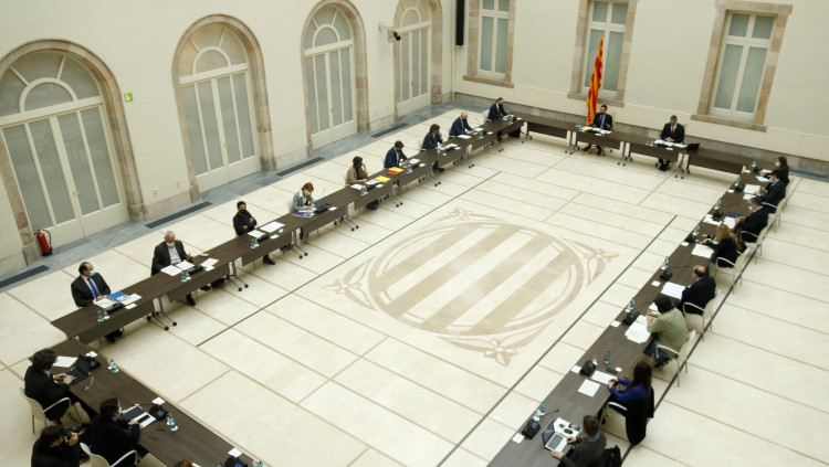Pla general de la reunió de la Mesa de grups del Parlament sobre les eleccions del 14-F. Imatge del 4 de desembre de 2020. Agència Catalana de Notícies