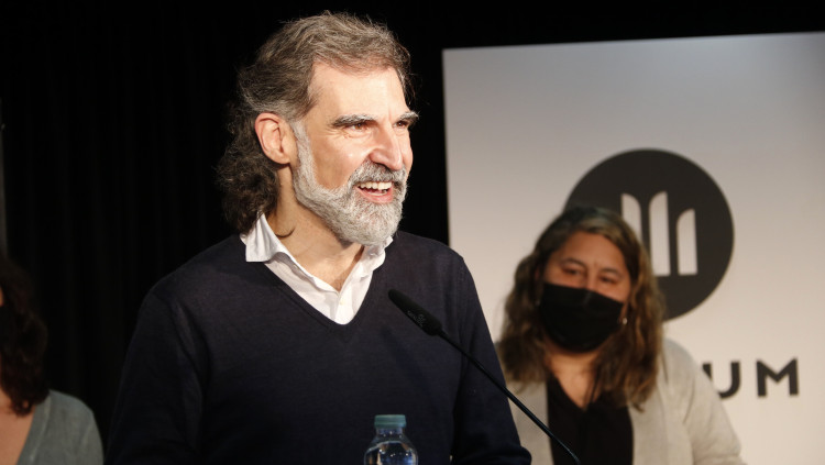El president d'Òmnium Cultural, Jordi Cuixart, en roda de premsa. Agència Catalana de Notícies
