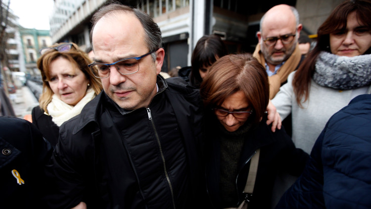 Pla curt de Jordi Turull, plorós, just abans de tornar a entrar al Tribunal Suprem, el 23-3-18. Agència Catalana de Notícies