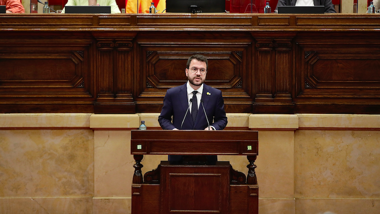 Pere Aragonès durant una de les rèpliques. ACN (Jordi Play)