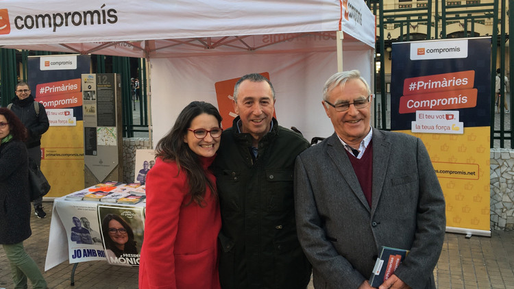 Mónica Oltra, Joan Baldoví i Joan Ribó. Europa Press