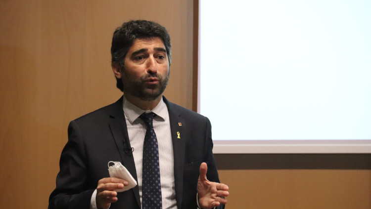 Imatge del conseller de Polítiques Digitals, Jordi Puigneró, durant la presentació del projecte el 5 de novembre de 2020. Agència Catalana de Notícies