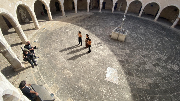 Gravació en el Claustre del Castell de Bellver de Mallorca amb el trio Marala.