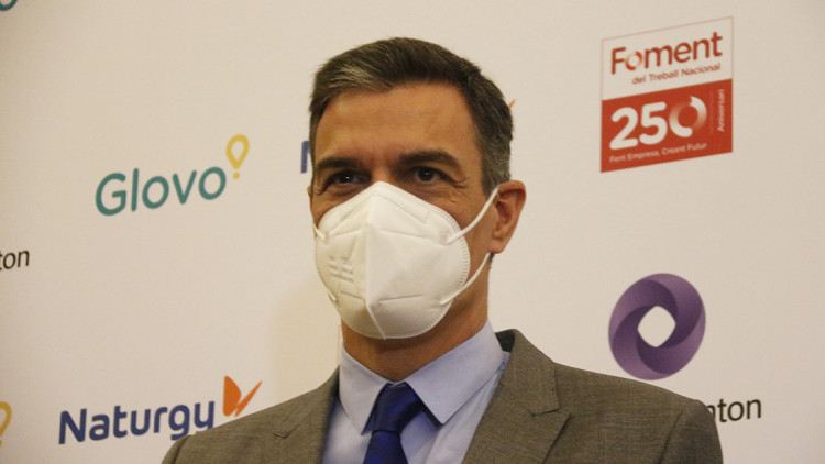 Primeríssim primer pla del president espanyol, Pedro Sánchez, el 7 de juny de 2021. Agència Catalana de Notícies