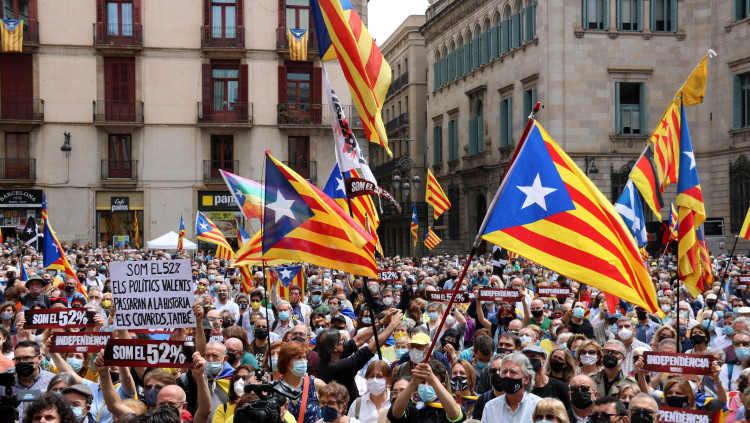 Manifestació recent convocada per l'ANC a la plaça Sant Jaume. Agència Catalana de Notícies