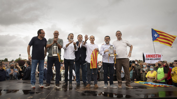 Els presos polítics, a l'eixida de Lledoners després de l'indult decretat al juny del 2021. Jordi Play