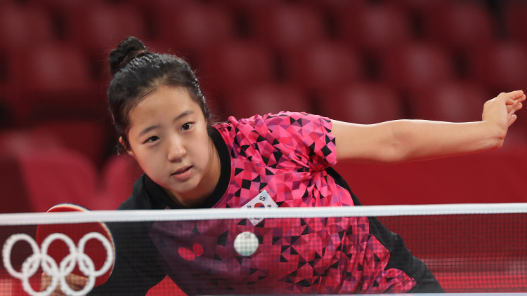 La jugadora sud-coreana de ping-pong, Shin Yu-bin, en un entrenament previ als Jocs Olímpics de Tòquio. Europa Press