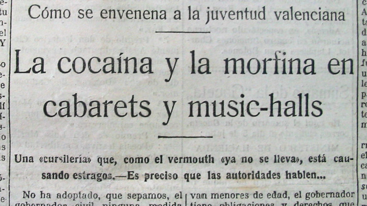 Notícia apareguda a Las Provincias el juliol de 1921 on alertava sobre l'extensió del consum de drogues.. Arxiu Juan Carlos Usó