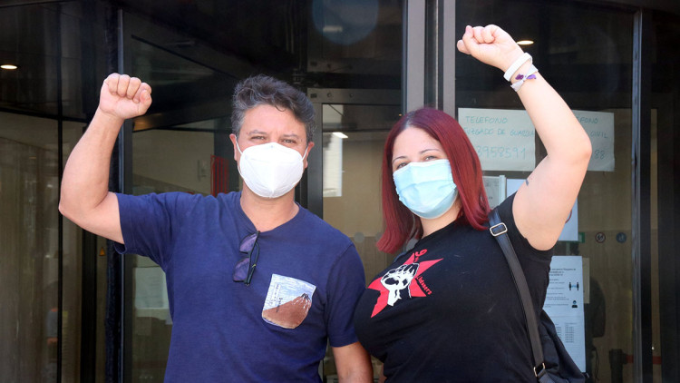 Pla mitjà dels dos CDR investigats en el marc de l'operació Judes que han declarat el 21 de juliol de 2020 a Mollet. Agència Catalana de Notícies