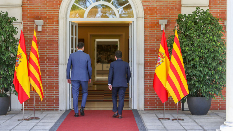 Pedro Sánchez i Pere Aragonès a la trobada a Madrid celebrada a finals de juny d'aquest any. Europa Press