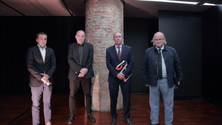 Alfred Costa (a l'esquerra), Vicent Sanchis, Roger Loppacher i Andreu Manresa. Consell de l\'Audiovisual de Catalunya