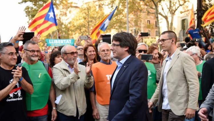 Puigdemont aquesta vesprada a la manifestació del passeig de Gràcia