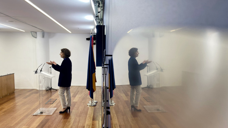 La ministra espanyola d'Hisenda, Maria Jesús Montero, en roda de premsa. Europa Press