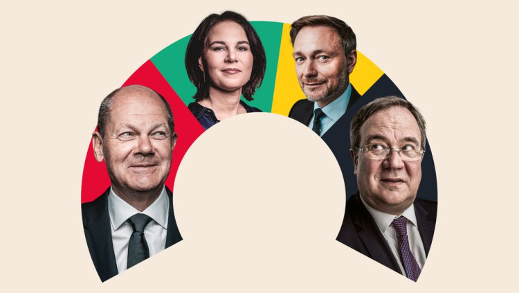D'esquerra a dreta, el candidat socialdemòcrata Olaf Scholz, la candidata ecologista Annalena Baerbock, el liberal Christian Lindner i el democristià Armin Laschet