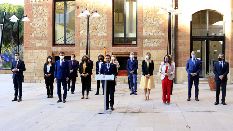 El president Aragonès i la resta de consellers en l'acte oficial per l'1 d'octubre (2021). Agència Catalana de Notícies