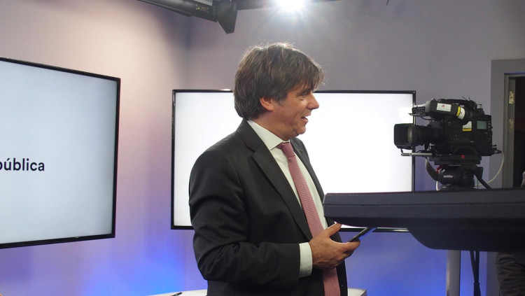 Imatge del president Puigdemont durant la nit electoral del Consell per la República difosa per l'organisme. Twitter Consell per la República / @ConsellxRep