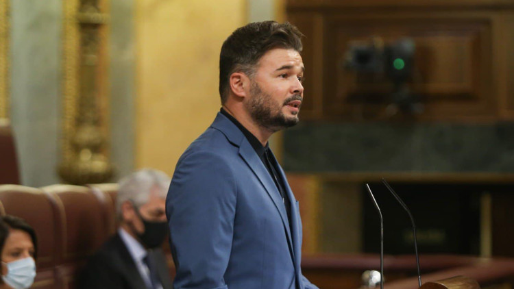 El portaveu d'ERC al Congrés, Gabriel Rufián, durant una intervenció al Congrés dels diputats. Agència Catalana de Notícies