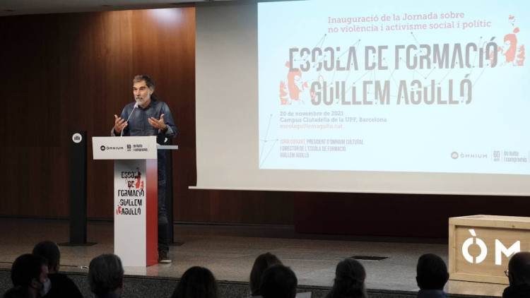 Jordi Cuixart, president d'Òmnium Cultural, a la jornada inauguradora de l'Escola de Formació Guillem Agulló. Òmnium Cultural