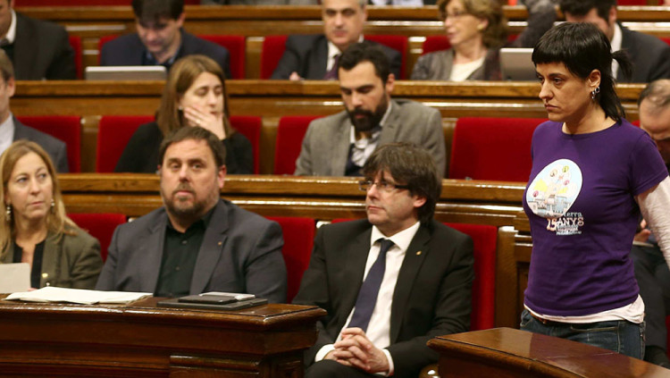 Oriol Junqueras, Carles Puigdemont i Anna Gabriel. Efe