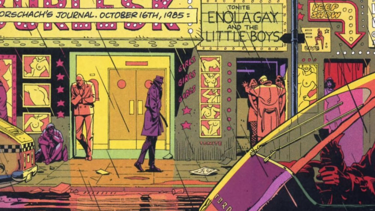 La vinyeta inicial de Watchmen. DC Comics