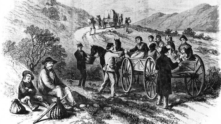 Il·lustració del viatge cap a l’oest que feren Brigham Young i els seus seguidors fins a establir-se en Nova York