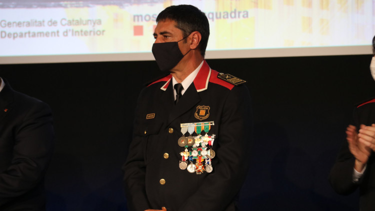 Pla mitjà del cap dels Mossos d'Esquadra, el major Josep Lluís Trapero, durant l'acte del Dia de les Esquadres. Imatge del 22 d'octubre del 2021. Agència Catalana de Notícies