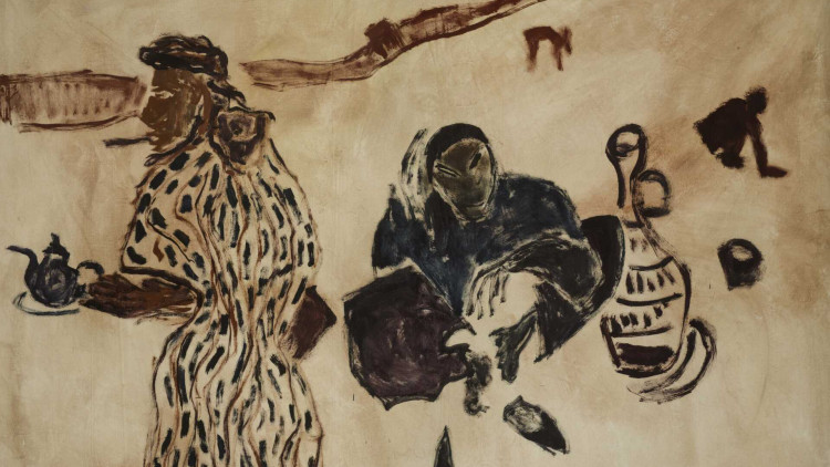 Luis Claramunt. La hora del té, 1988. Oli sobre tela.. Pedro Martínez de Albornoz