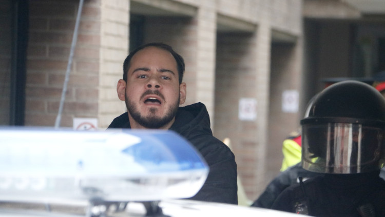 Pablo Hasél, detingut a la Universitat de Lleida. Agència Catalana de Notícies