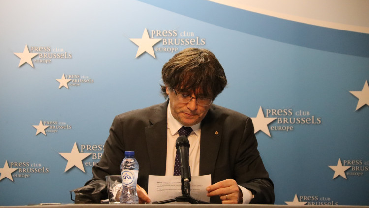 El president Puigdemont en roda de premsa. Agència Catalana de Notícies