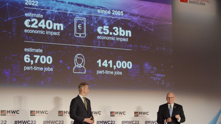 El director general de la GSMA, Mats Granryd i el CEO de la GSMA, John Hoffman informen sobre les últimes novetats del Mobile World Congress 2022. Europa Press
