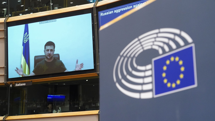El president ucraïnès, Volodimir Zelenski, s'adreça al Parlament Europeu. Agència Catalana de Notícies