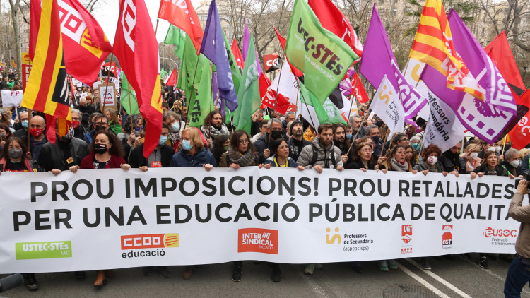 Manifestació per la vaga de docents a Barcelona. Agència Catalana de Notícies