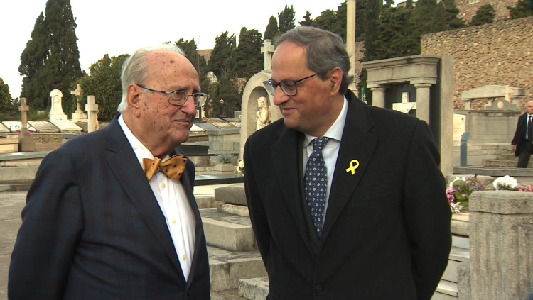 Raimon Carrasco amb el president Torra en un homenatge a Manuel Carrasco i Formiguera. Europa Press