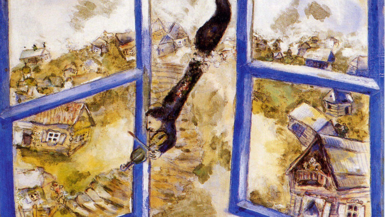 El Violinista Celest, obra de Marc Chagall, del 1934, realitzada a Tossa de Mar