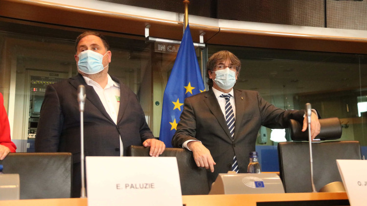 Junqueras i Puigdemont compareixen al Parlament Europeu. Agència Catalana de Notícies