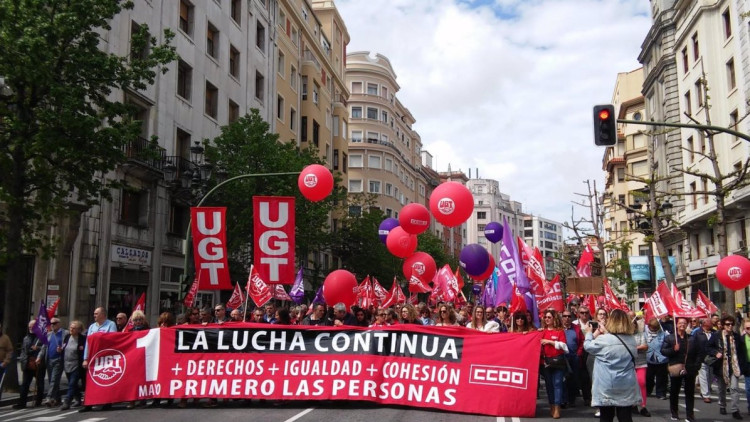 Manifestació de les grans centrals sindicals CCOO i UGT| Europa Press