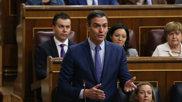 El president del Govern espanyo, Pedro Sánchez, en una intervenció parlamentària. Agència Catalana de Notícies