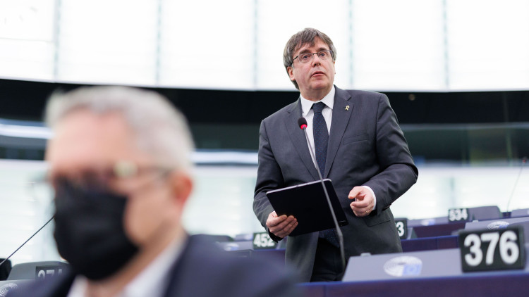 El president a l'exili, Carles Puigdemont, al Parlament Europeu. Agència Catalana de Notícies
