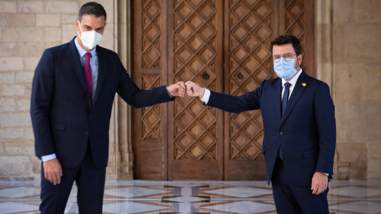 Trobada entre els presidents Pedro Sánchez i Pere Aragonès. Europa Press