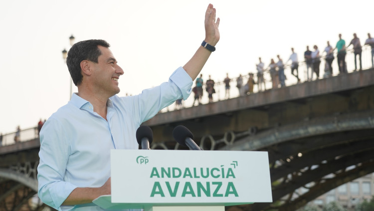 El president andalús, Juanma Moreno Bonilla, ha dut el PP de 26 diputats a 58.. Europa Press
