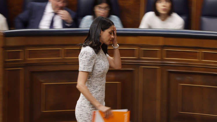 La presidenta de Ciutadans, Inés Arrimadas, en el darrer debat de política general.. Europa Press