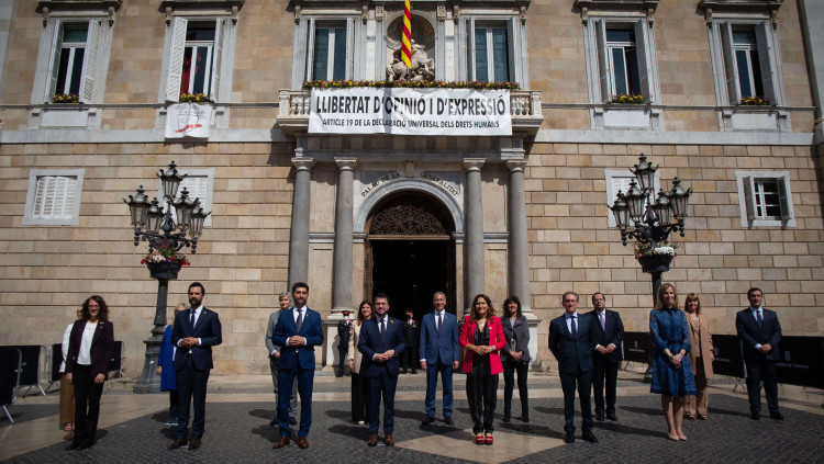 Imatge del dia de la presa de possessió dels actuals consellers de la Generalitat de Catalunya, el 26 de maig de l'any passat, a les portes del Palau de la Generalitat.. Europa Press