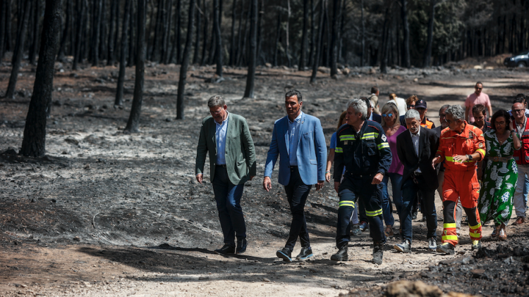 El president valencià Ximo Puig i l'espanyol Pedro Sánchez acudeixen a la zona afectada pel foc a l'Alt Palància. Europa Press